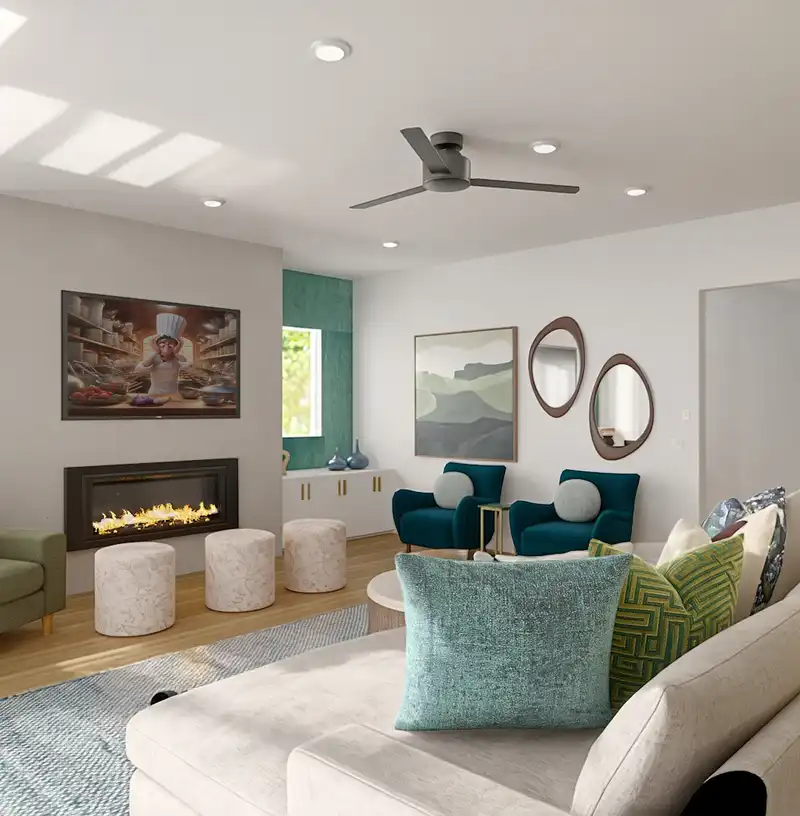 Midcentury Modern Not Sure Yet Design by Havenly Interior Designer Jamie