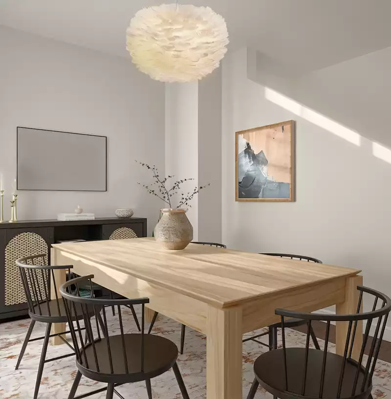 Transitional, Organic Modern, Warm Transitional Dining Room Design by Havenly Interior Designer Tommye