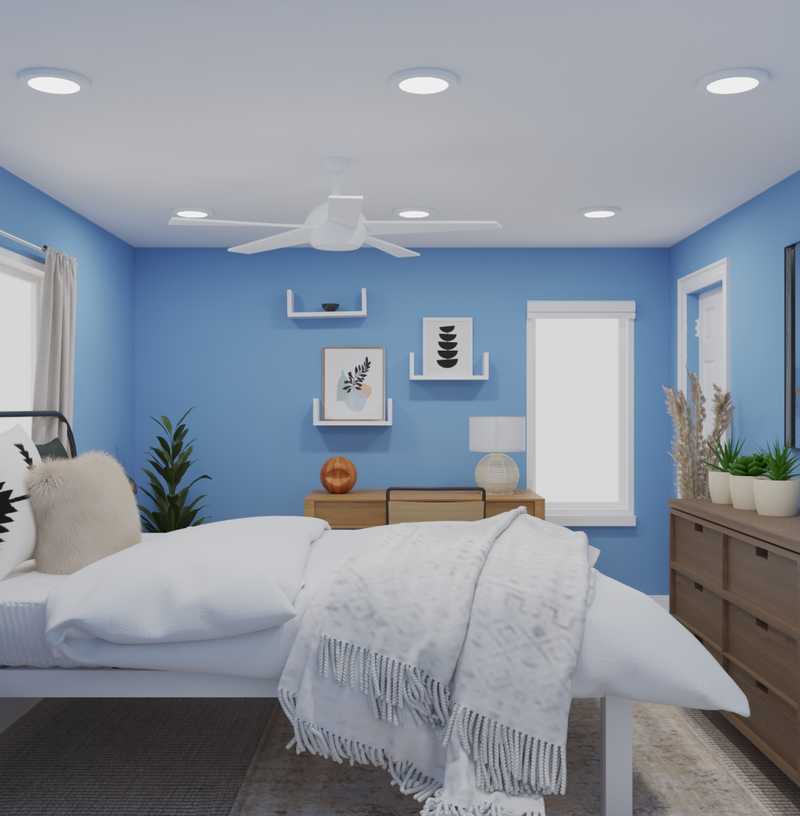 Bohemian, Midcentury Modern, Minimal, Scandinavian Bedroom Design by Havenly Interior Designer Julia
