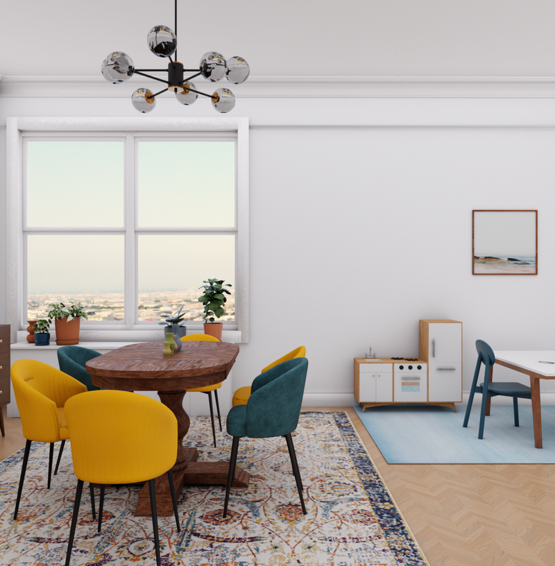 Eclectic, Bohemian, Vintage, Midcentury Modern Dining Room Design by Havenly Interior Designer Priscila