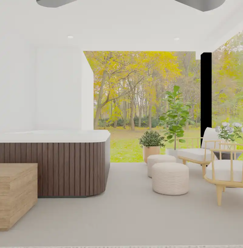 Transitional, Midcentury Modern Outdoor Space Design by Havenly Interior Designer Rachel