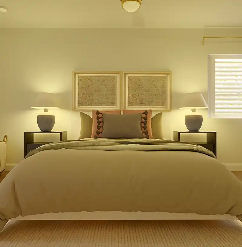Organic Modern, Warm Transitional Bedroom Design by Havenly Interior Designer Amber