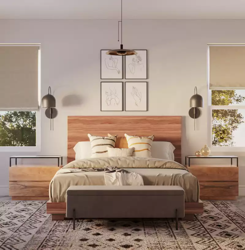 Contemporary, Bohemian, Transitional, Midcentury Modern Bedroom Design by Havenly Interior Designer Dayana
