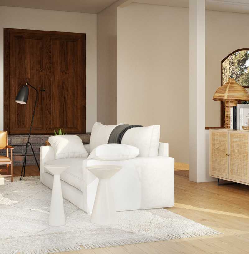 Modern, Bohemian, Coastal, Transitional Living Room Design by Havenly Interior Designer Elle