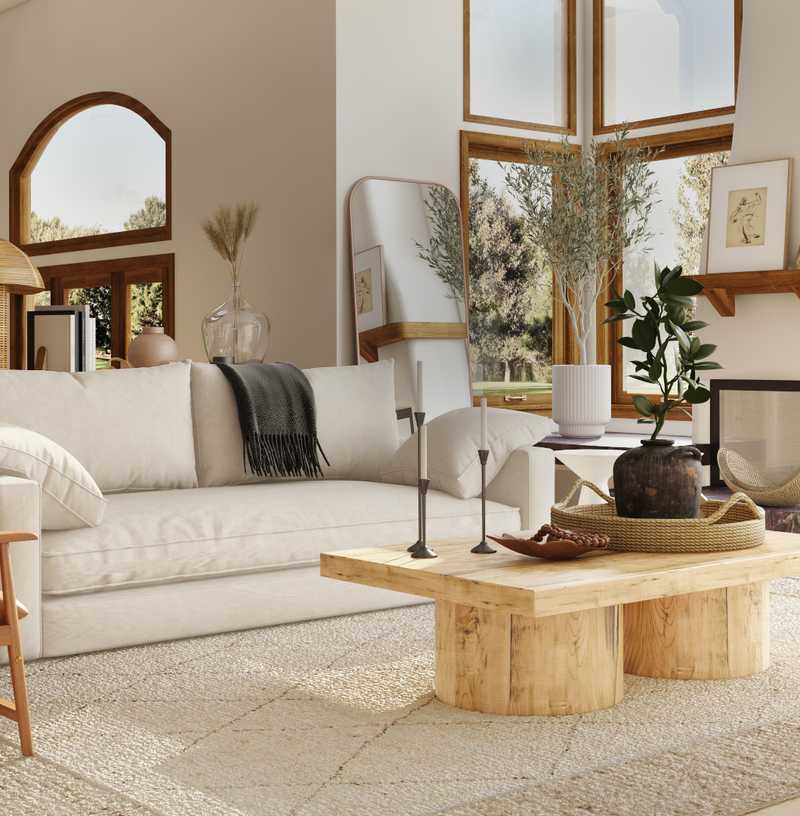 Modern, Bohemian, Coastal, Transitional Living Room Design by Havenly Interior Designer Elle