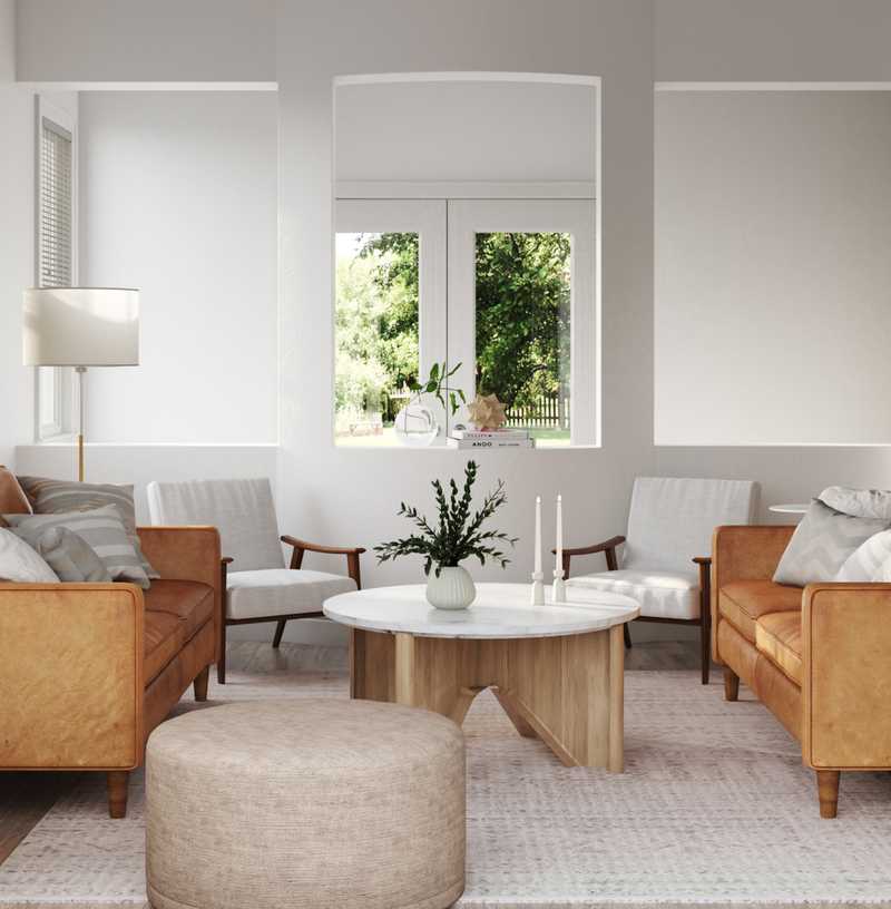 Bohemian, Coastal, Midcentury Modern, Scandinavian Living Room Design by Havenly Interior Designer Romina