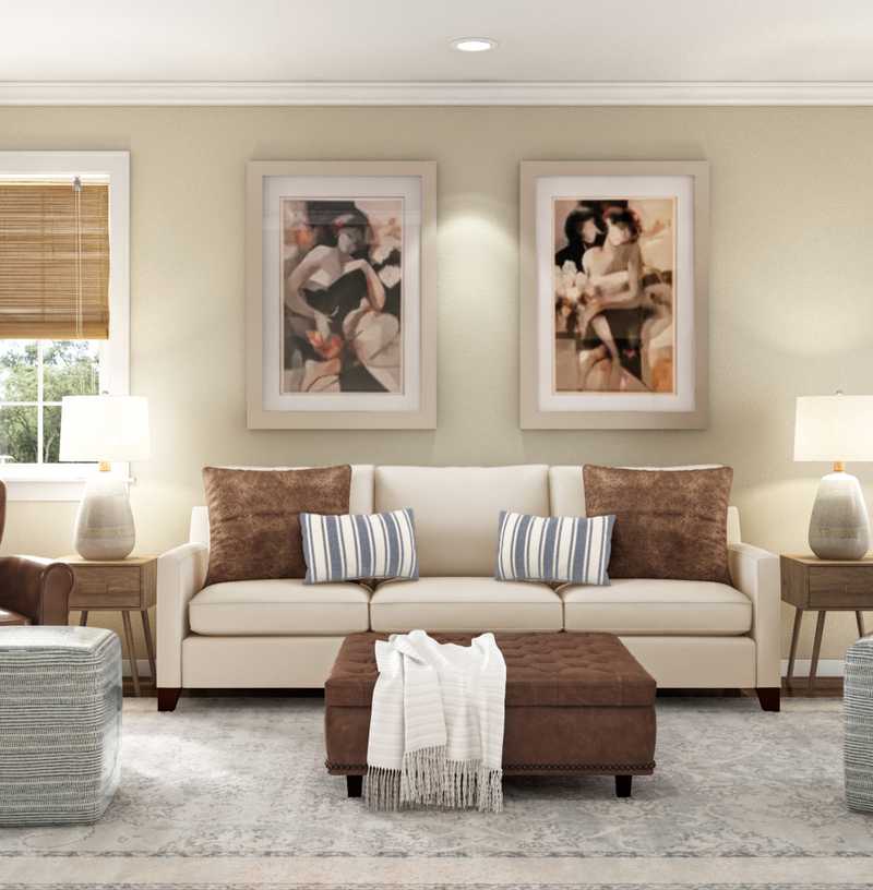 Contemporary, Classic, Coastal Living Room Design by Havenly Interior Designer Randi
