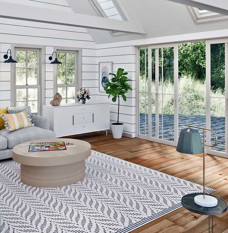 Coastal, Farmhouse Living Room Design by Havenly Interior Designer Ariadna