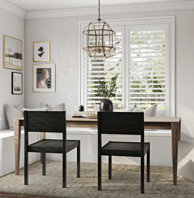 Bohemian, Coastal, Scandinavian Dining Room Design by Havenly Interior Designer Brea