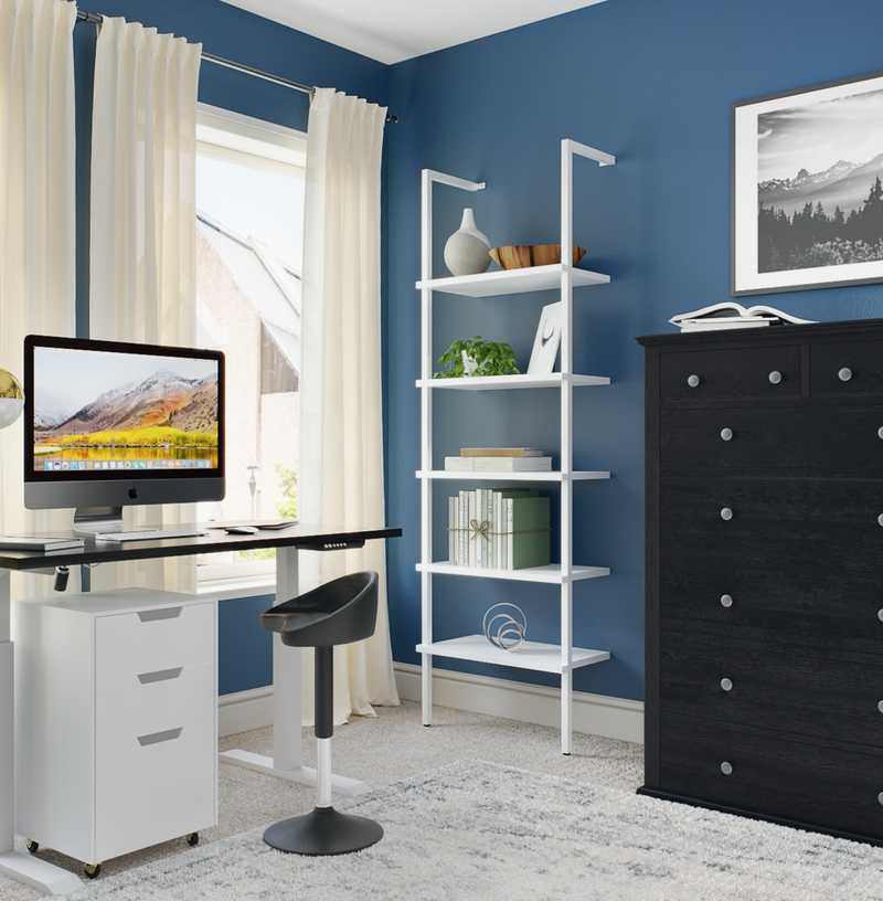 Bohemian, Rustic, Midcentury Modern Office Design by Havenly Interior Designer Tara