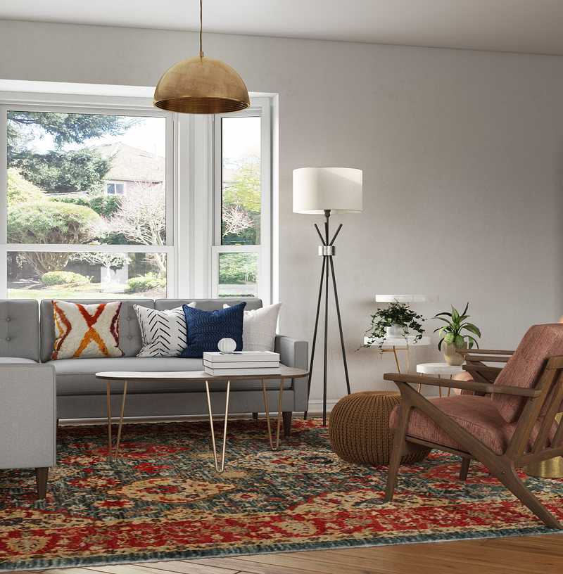 Bohemian, Midcentury Modern Living Room Design by Havenly Interior Designer Patrice