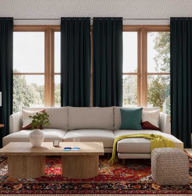 Eclectic, Bohemian, Midcentury Modern Living Room Design by Havenly Interior Designer Kayti
