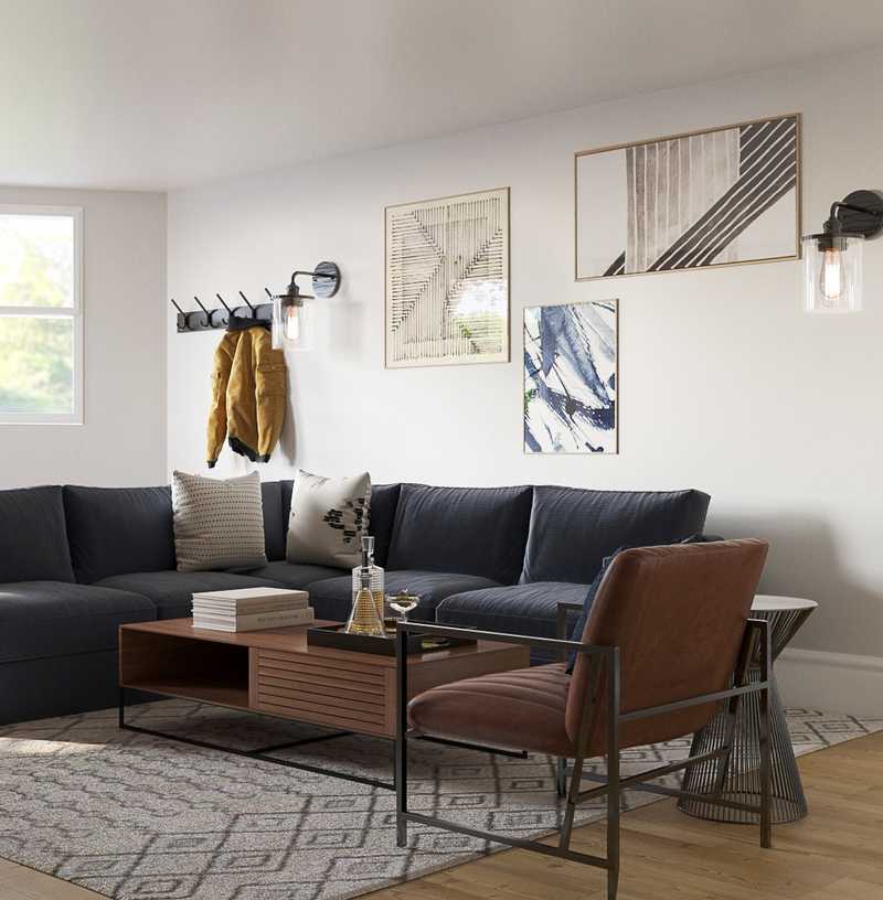 Industrial, Midcentury Modern Living Room Design by Havenly Interior Designer Kaylee