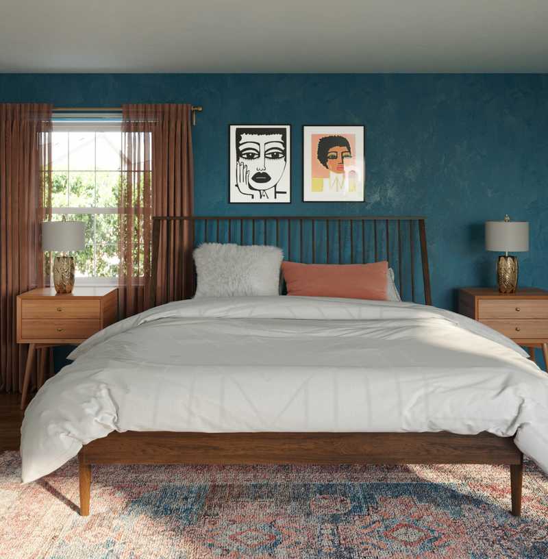 Bohemian, Midcentury Modern Bedroom Design by Havenly Interior Designer Athena