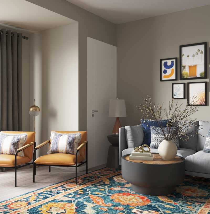 Modern, Bohemian, Midcentury Modern Living Room Design by Havenly Interior Designer Briana