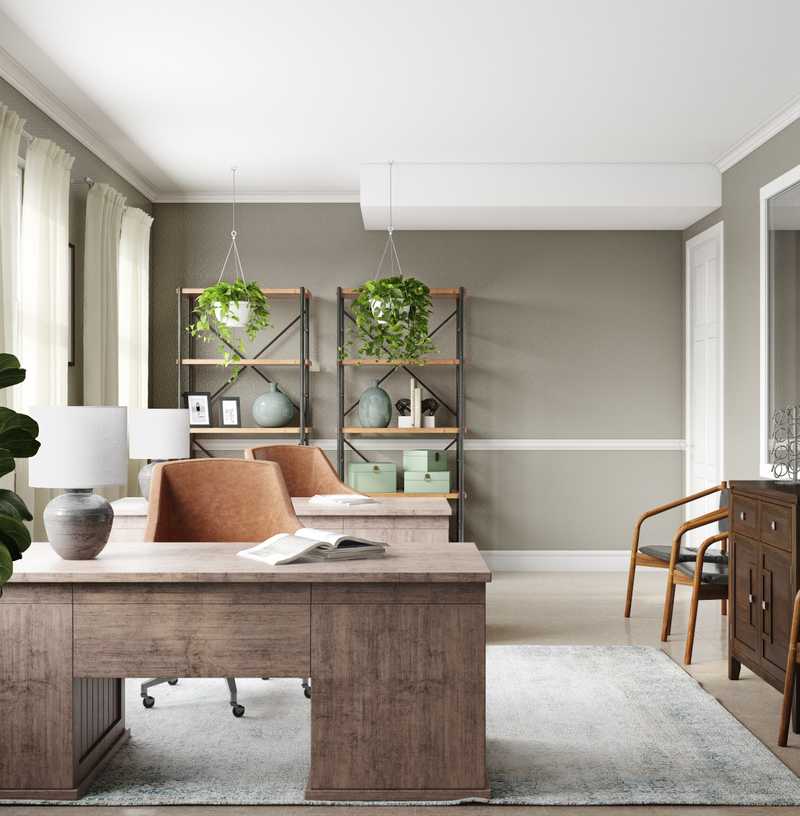 Contemporary, Classic, Industrial, Traditional, Farmhouse, Transitional Office Design by Havenly Interior Designer Samantha
