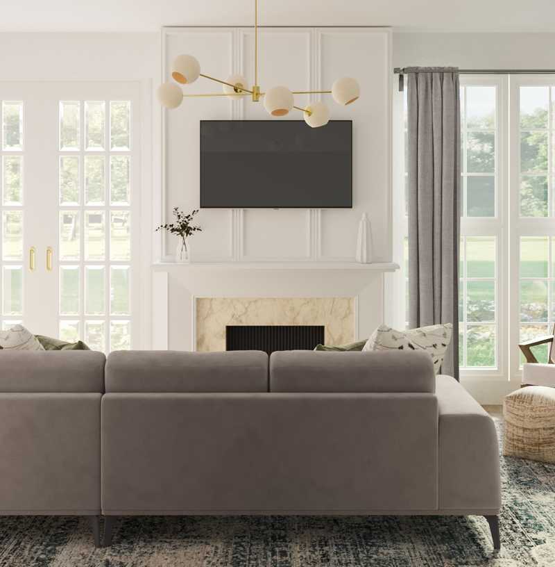 Transitional, Midcentury Modern Living Room Design by Havenly Interior Designer Sarah