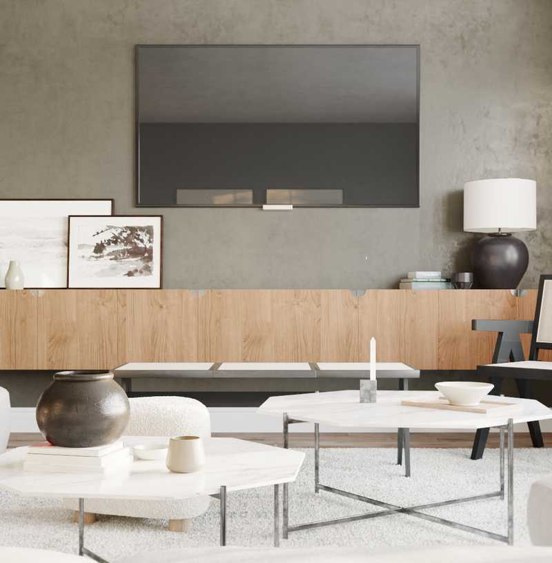 Contemporary, Transitional, Midcentury Modern, Classic Contemporary Living Room Design by Havenly Interior Designer Adan