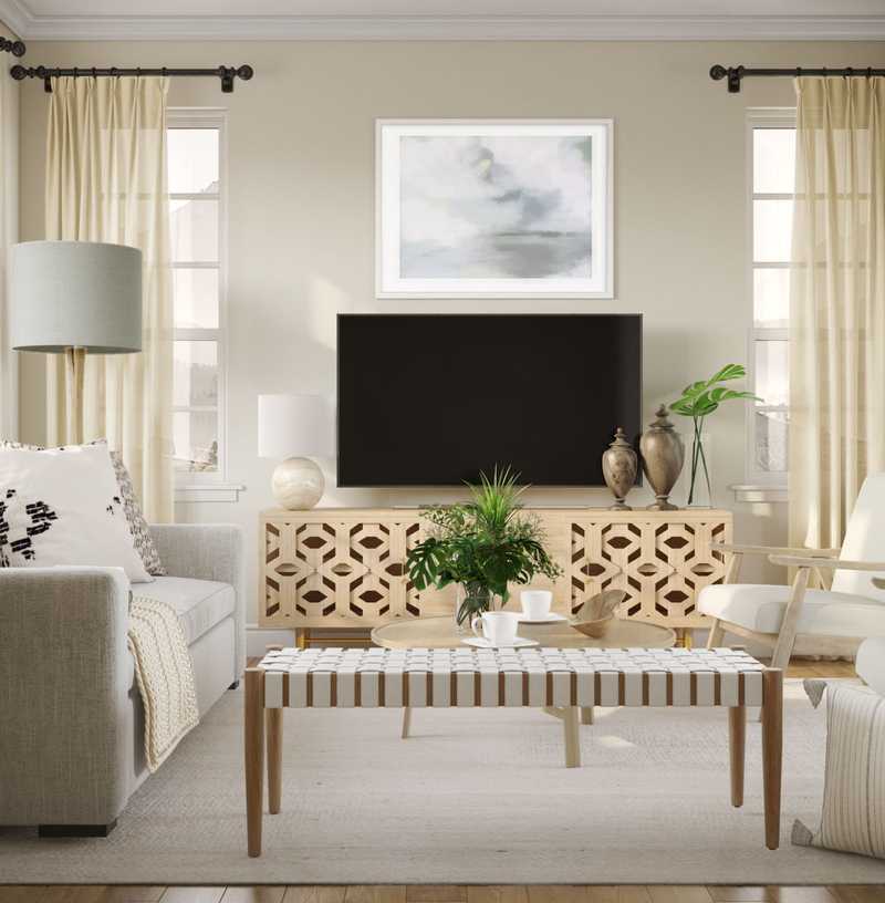 Classic, Bohemian, Coastal Living Room Design by Havenly Interior Designer Sara