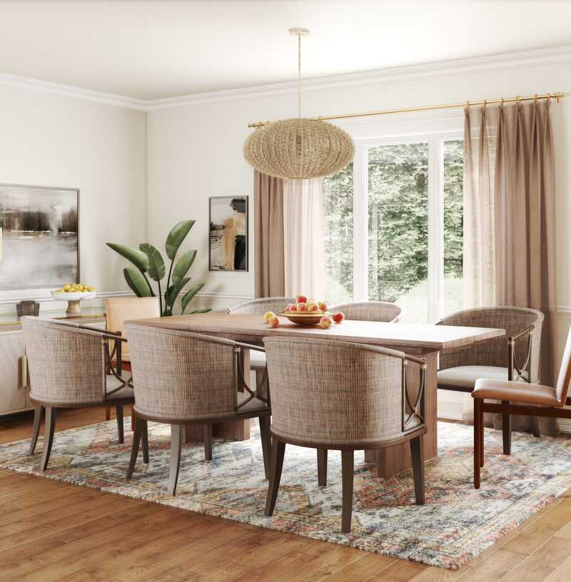 Bohemian, Industrial, Midcentury Modern Dining Room Design by Havenly Interior Designer Samantha