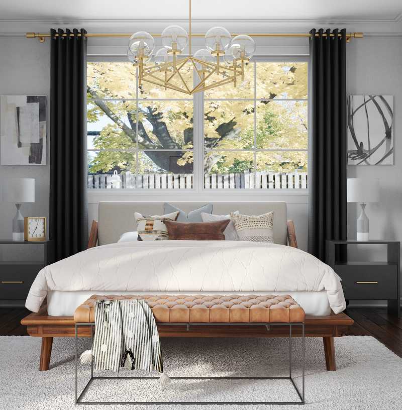 Bohemian, Glam, Industrial, Midcentury Modern Bedroom Design by Havenly Interior Designer Samantha