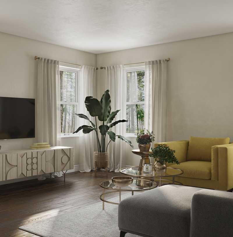Bohemian, Midcentury Modern Living Room Design by Havenly Interior Designer Alex