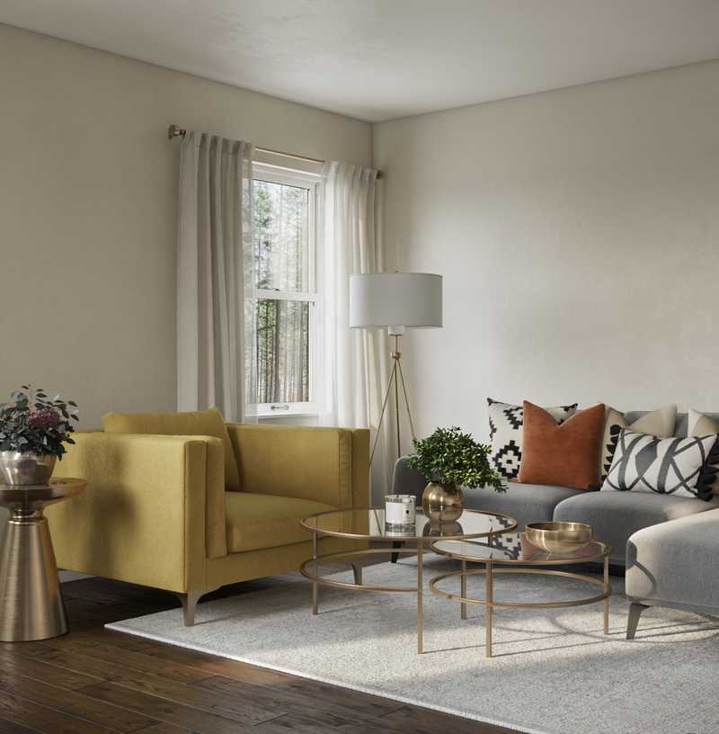 Bohemian, Midcentury Modern Living Room Design by Havenly Interior Designer Alex