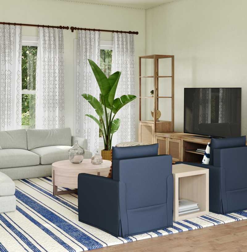 Eclectic, Bohemian, Coastal Living Room Design by Havenly Interior Designer Karen