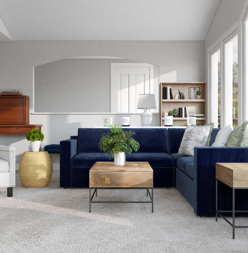 Coastal, Industrial, Farmhouse Living Room Design by Havenly Interior Designer Julia