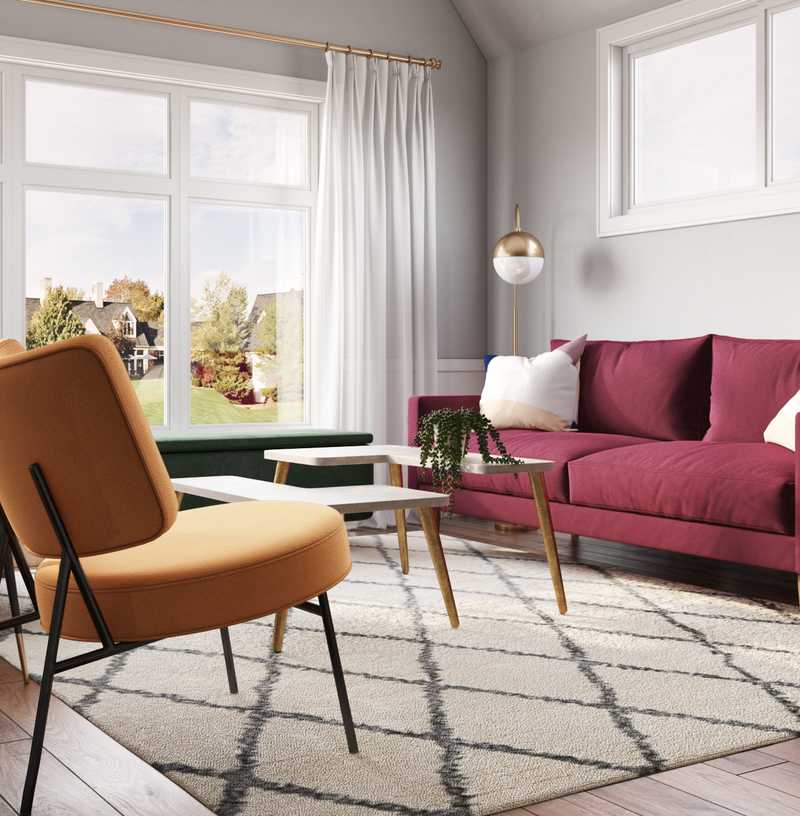 Bohemian, Midcentury Modern Living Room Design by Havenly Interior Designer Alex