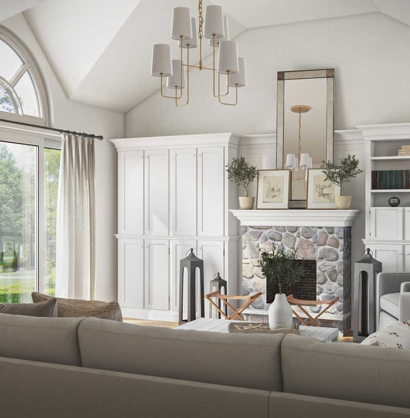Classic, Coastal, Farmhouse Living Room Design by Havenly Interior Designer Amelia