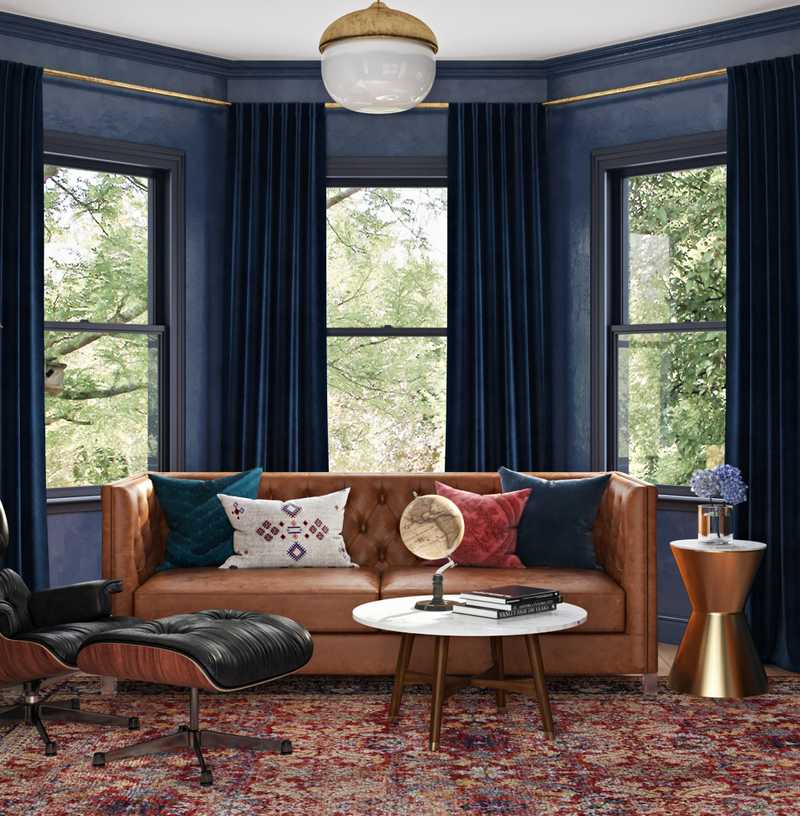 Library, Midcentury Modern Office Design by Havenly Interior Designer Marcelo