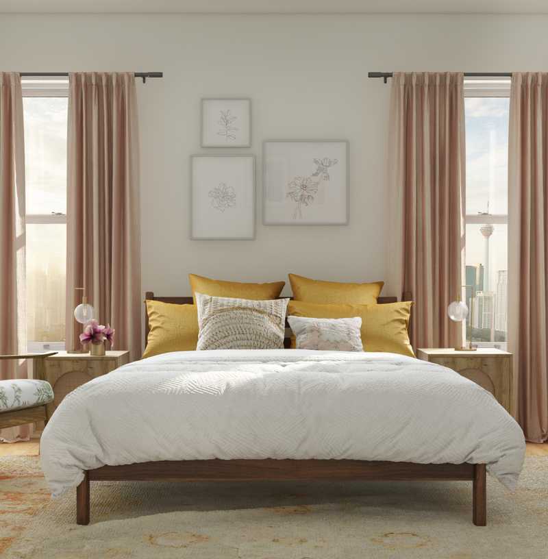 Eclectic, Bohemian, Midcentury Modern Bedroom Design by Havenly Interior Designer Priscila