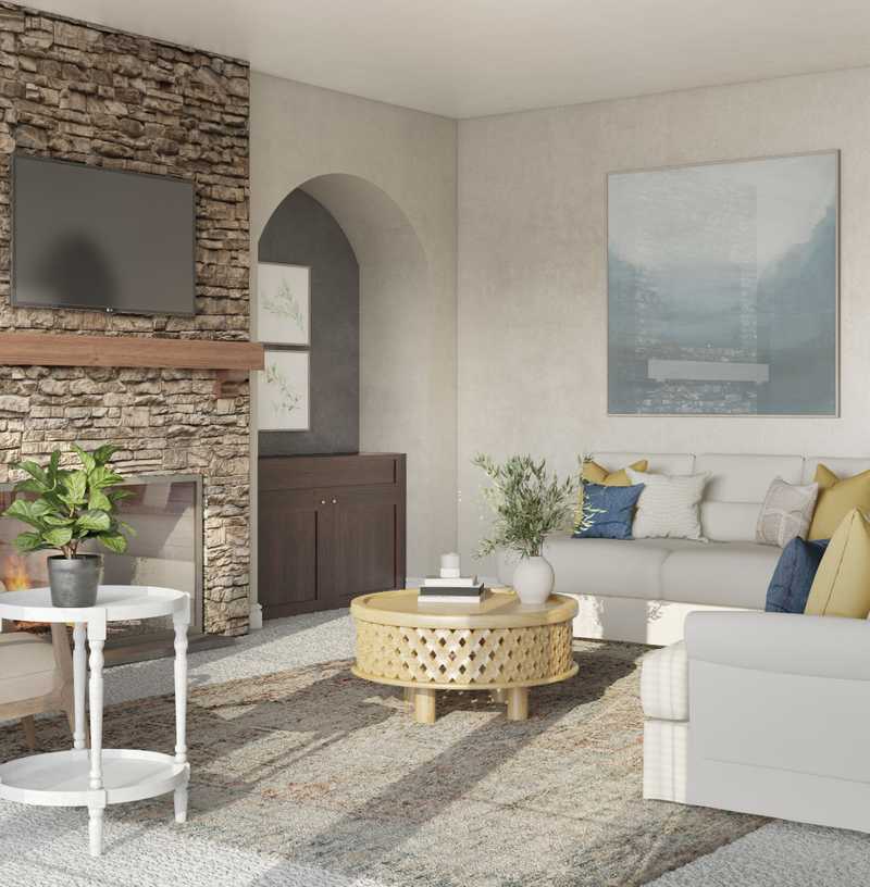 Bohemian, Traditional, Farmhouse Living Room Design by Havenly Interior Designer Emily