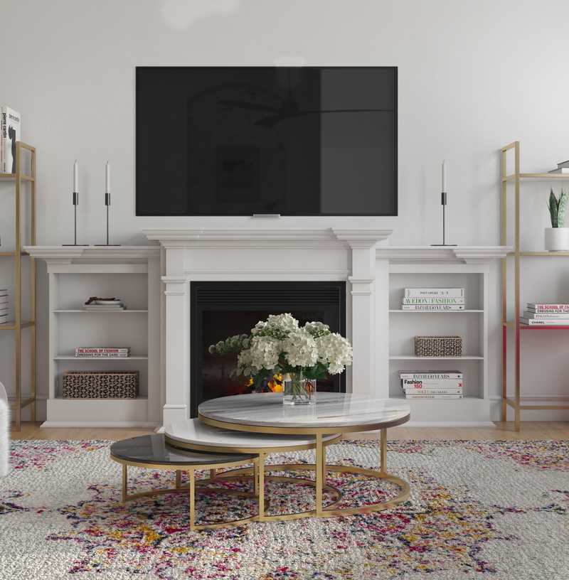 Coastal, Glam Living Room Design by Havenly Interior Designer Austin