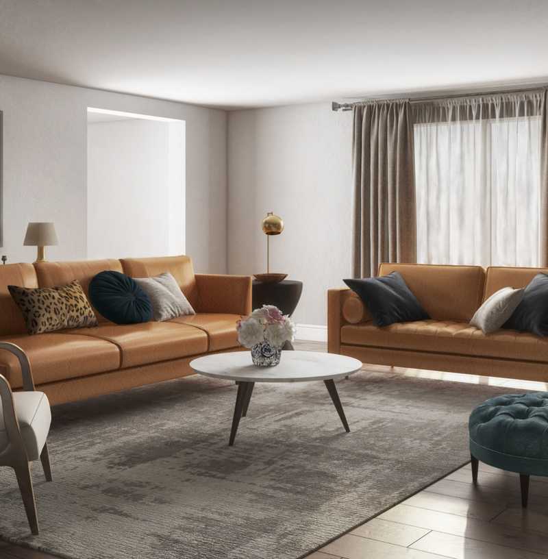 Glam, Midcentury Modern, Scandinavian Living Room Design by Havenly Interior Designer Tabithalynn