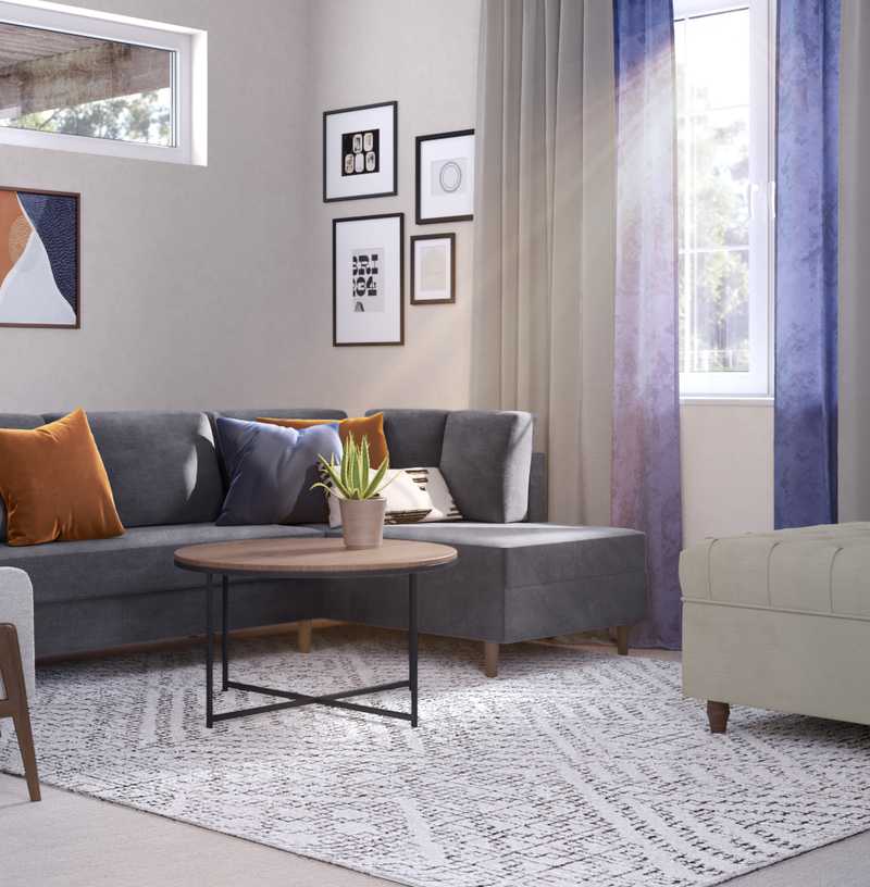 Bohemian, Midcentury Modern Living Room Design by Havenly Interior Designer Caitlin