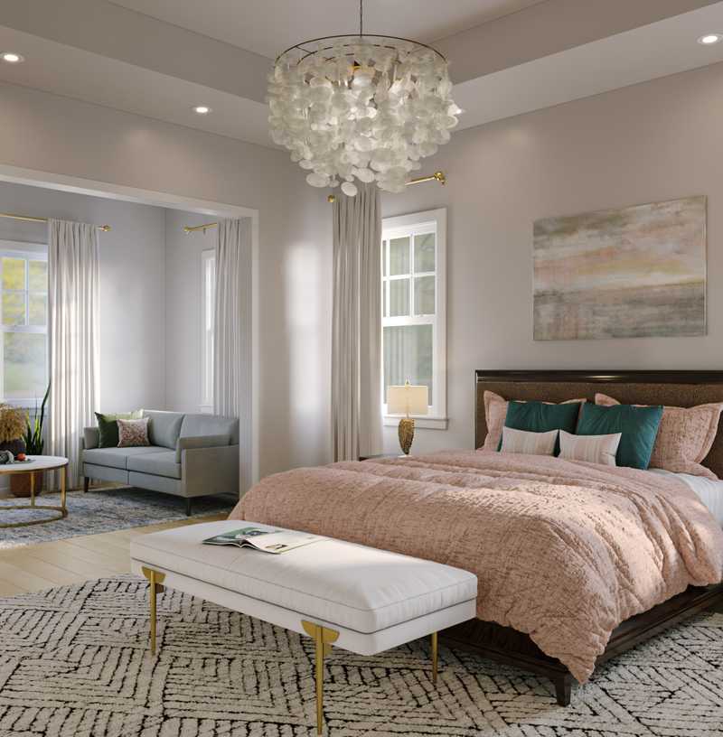 Contemporary, Eclectic, Bohemian, Glam Bedroom Design by Havenly Interior Designer Stacy