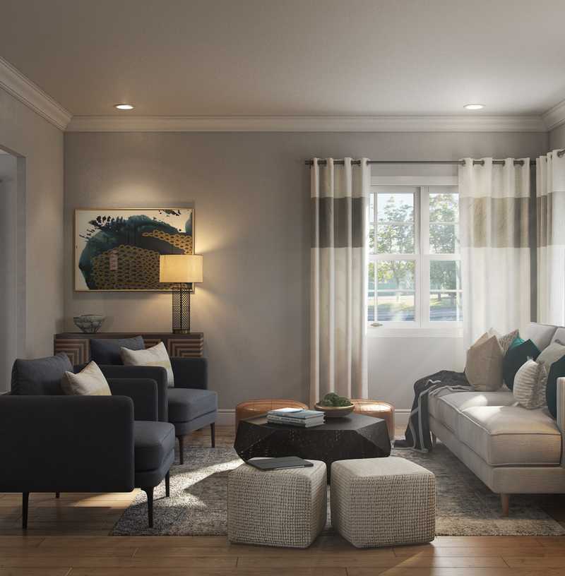 Bohemian, Midcentury Modern Living Room Design by Havenly Interior Designer Jennifer