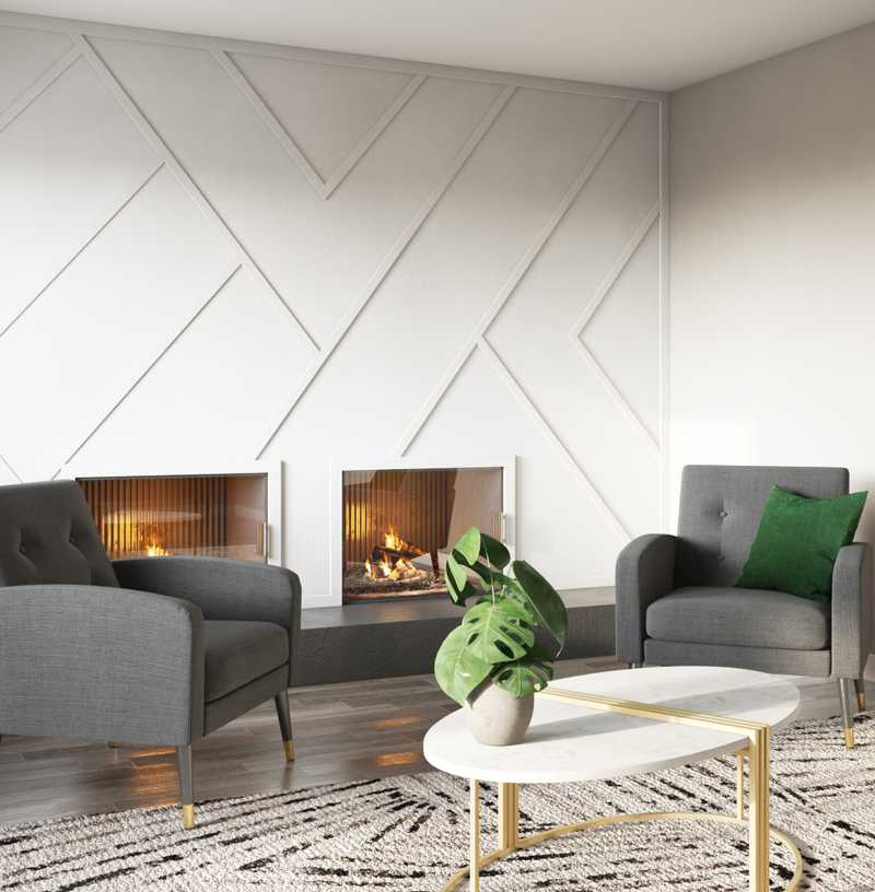 Glam, Midcentury Modern Living Room Design by Havenly Interior Designer Erin