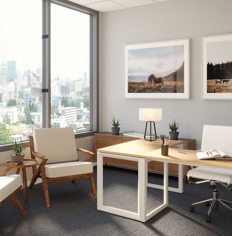Bohemian, Midcentury Modern Office Design by Havenly Interior Designer Alison