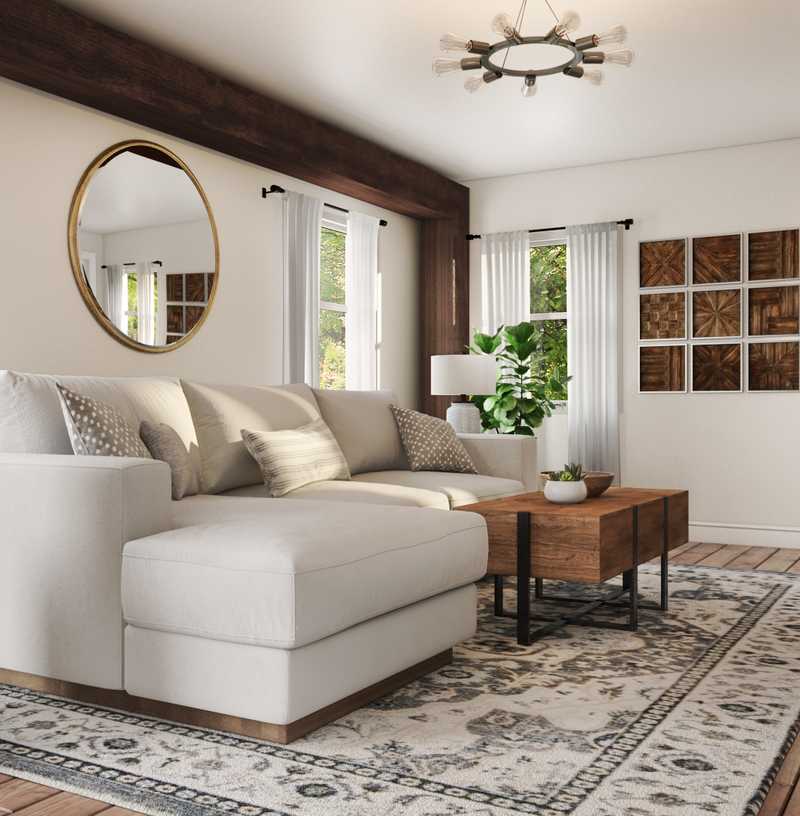 Farmhouse, Rustic, Transitional Living Room Design by Havenly Interior Designer Allison