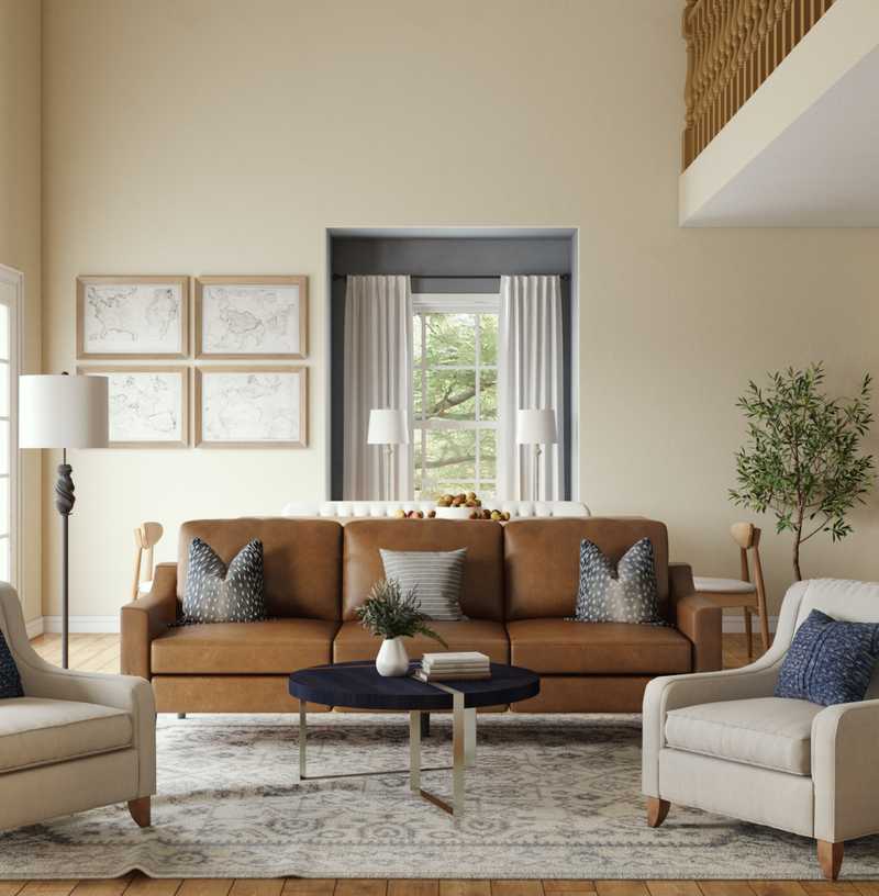 Classic, Coastal, Farmhouse, Rustic, Transitional Living Room Design by Havenly Interior Designer Courtney