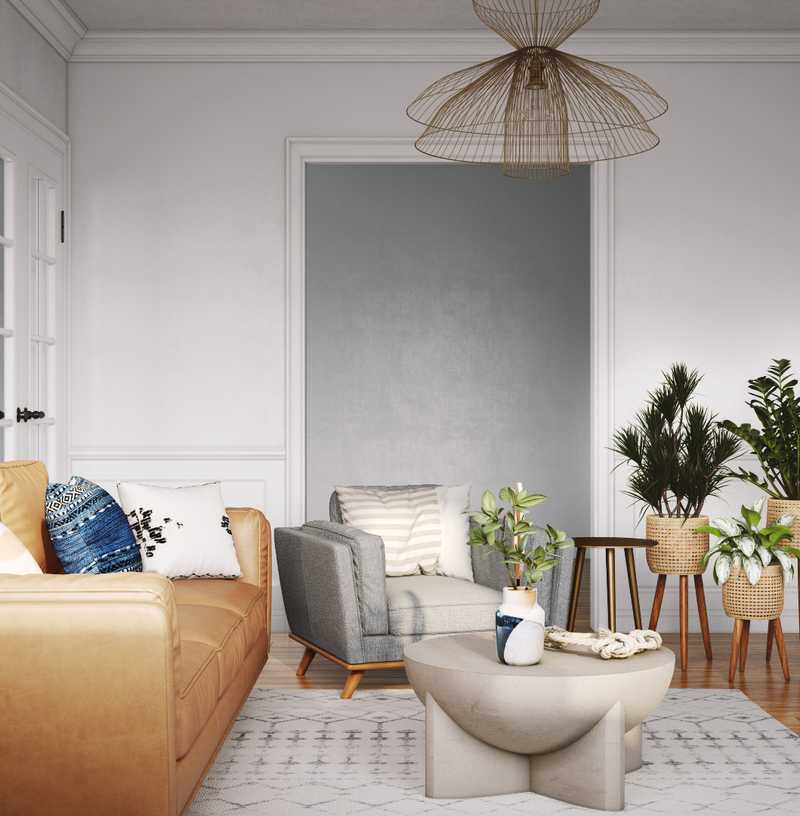 Bohemian, Midcentury Modern, Scandinavian Living Room Design by Havenly Interior Designer Heidi
