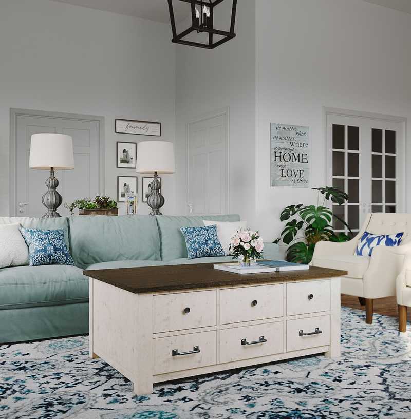Coastal, Farmhouse Living Room Design by Havenly Interior Designer Carla