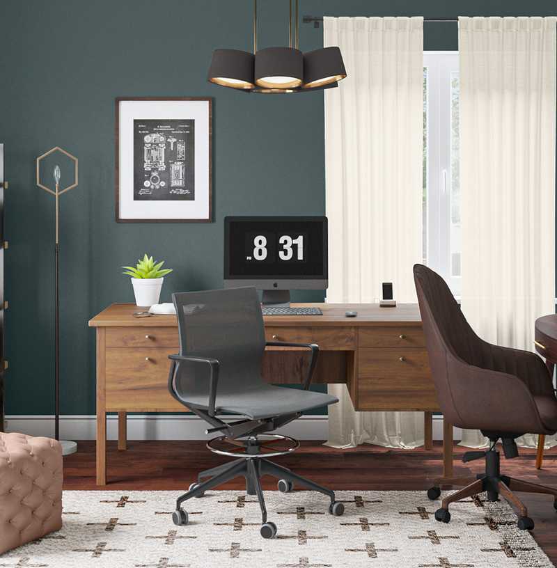 Contemporary, Transitional, Midcentury Modern Office Design by Havenly Interior Designer Carolina