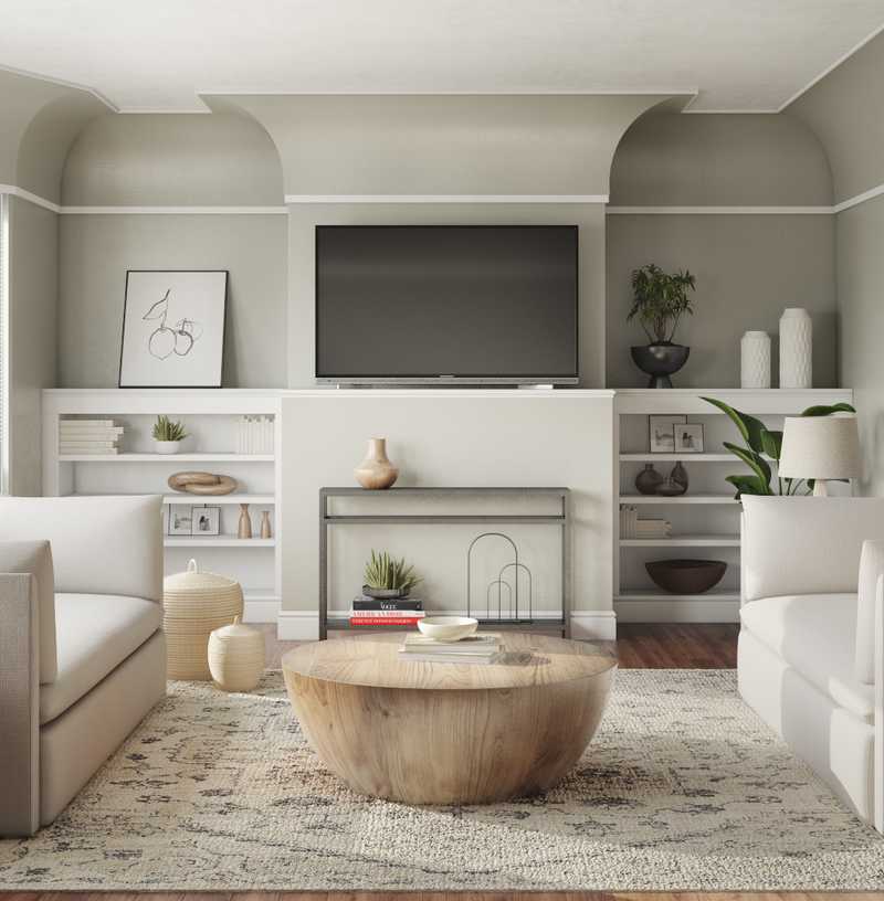 Coastal, Midcentury Modern, Minimal Living Room Design by Havenly Interior Designer Paige