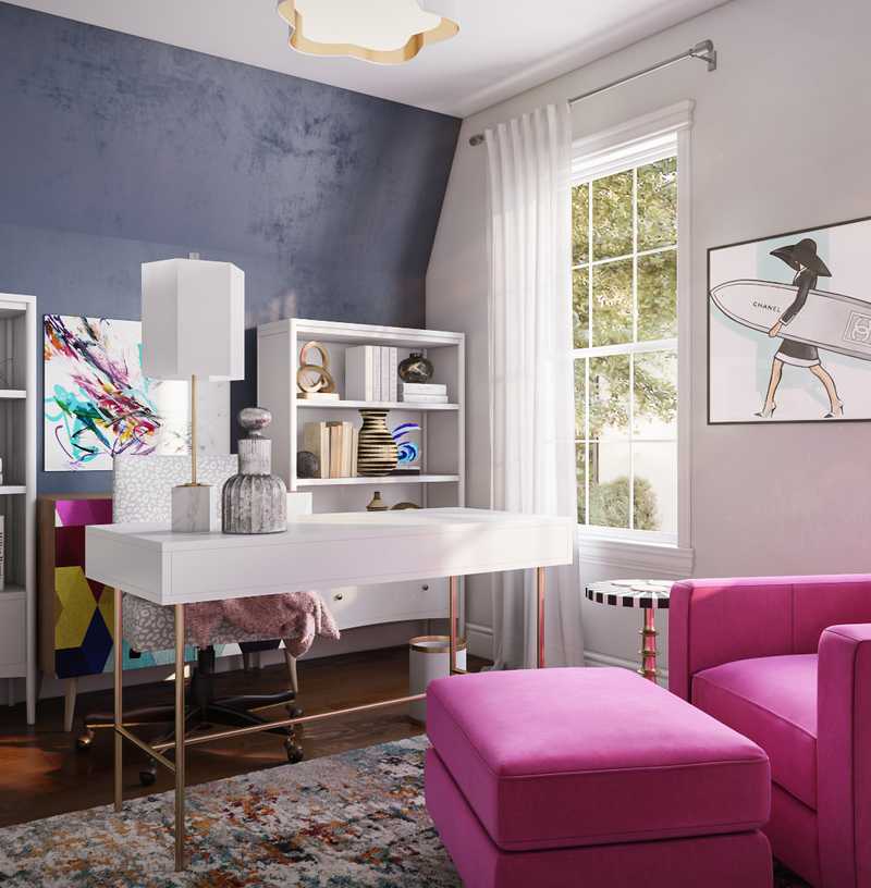 Modern, Eclectic, Glam, Preppy Office Design by Havenly Interior Designer Colleen