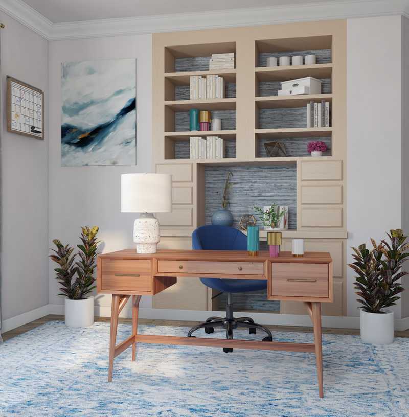 Classic, Bohemian, Coastal, Farmhouse Office Design by Havenly Interior Designer Ariadna