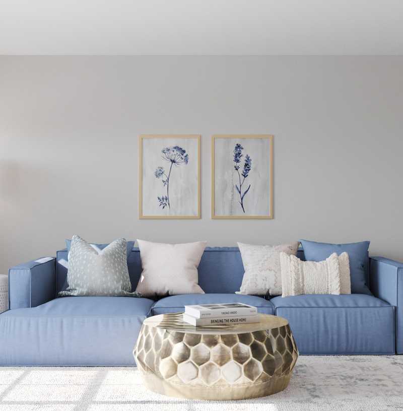 Glam, Transitional, Preppy Living Room Design by Havenly Interior Designer Lisa